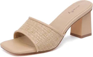 vivianly Womens Clear Heels Sandals Transparent Chunky Heels Backless Open Toe Slip on Mules Heeled Slipper Dress Shoes