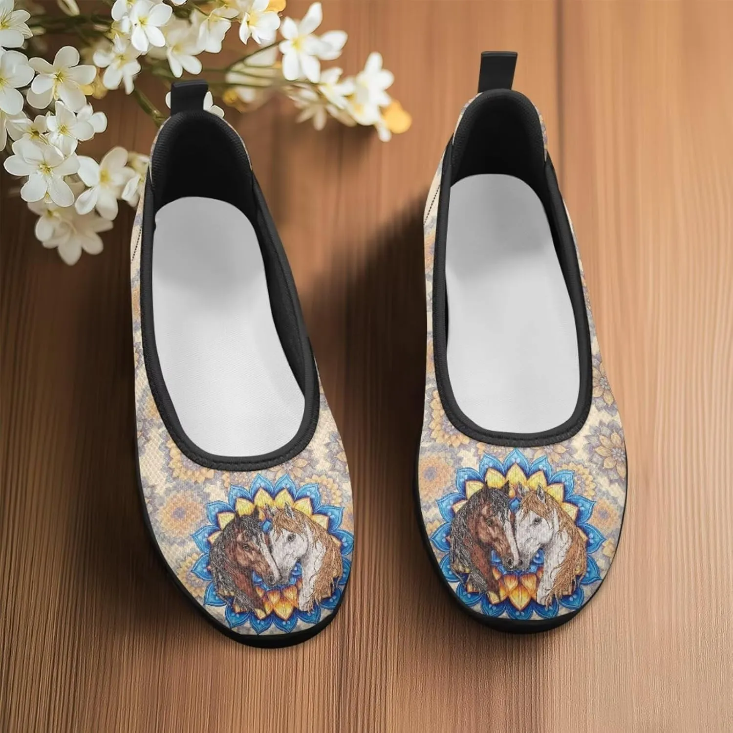 Walking Loafers Sneakers Horse Flats Womens Low Cut Shoes Casual Workout Office Comfort Low Cut Shoe Lightweight Mesh Athletic Sneaker