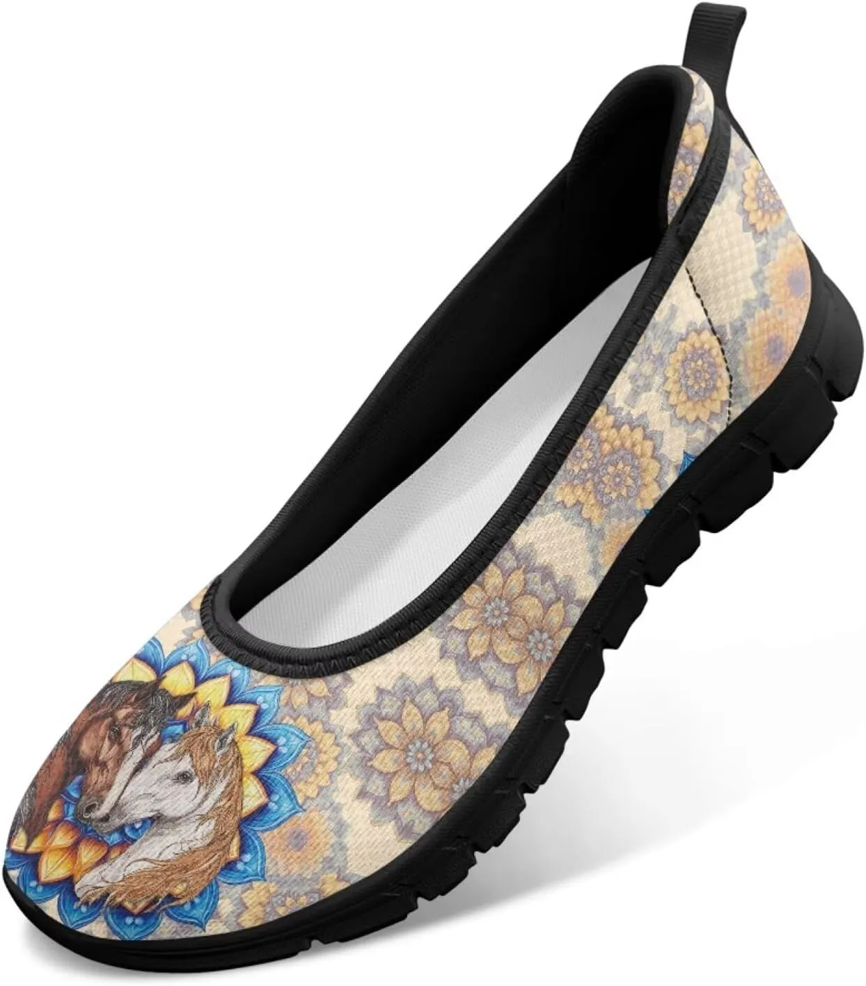 Walking Loafers Sneakers Horse Flats Womens Low Cut Shoes Casual Workout Office Comfort Low Cut Shoe Lightweight Mesh Athletic Sneaker