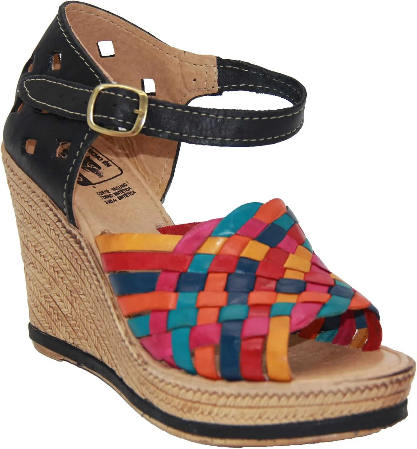 Western Shops Womens Leather Mexican Huarache Sandal, Womens Huarache Leather Wedge Sandal