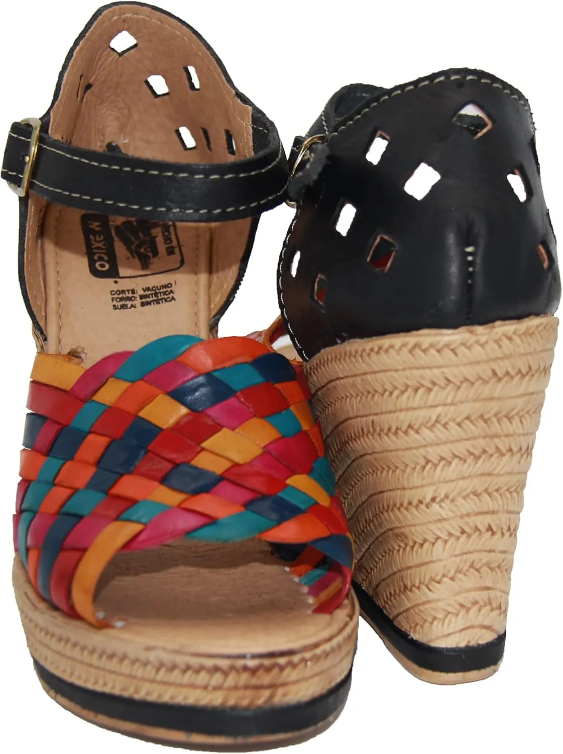 Western Shops Womens Leather Mexican Huarache Sandal, Womens Huarache Leather Wedge Sandal