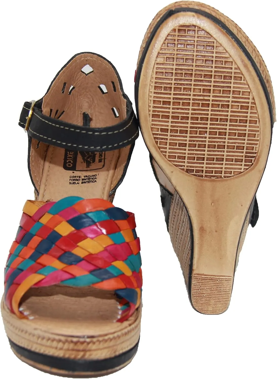 Western Shops Womens Leather Mexican Huarache Sandal, Womens Huarache Leather Wedge Sandal