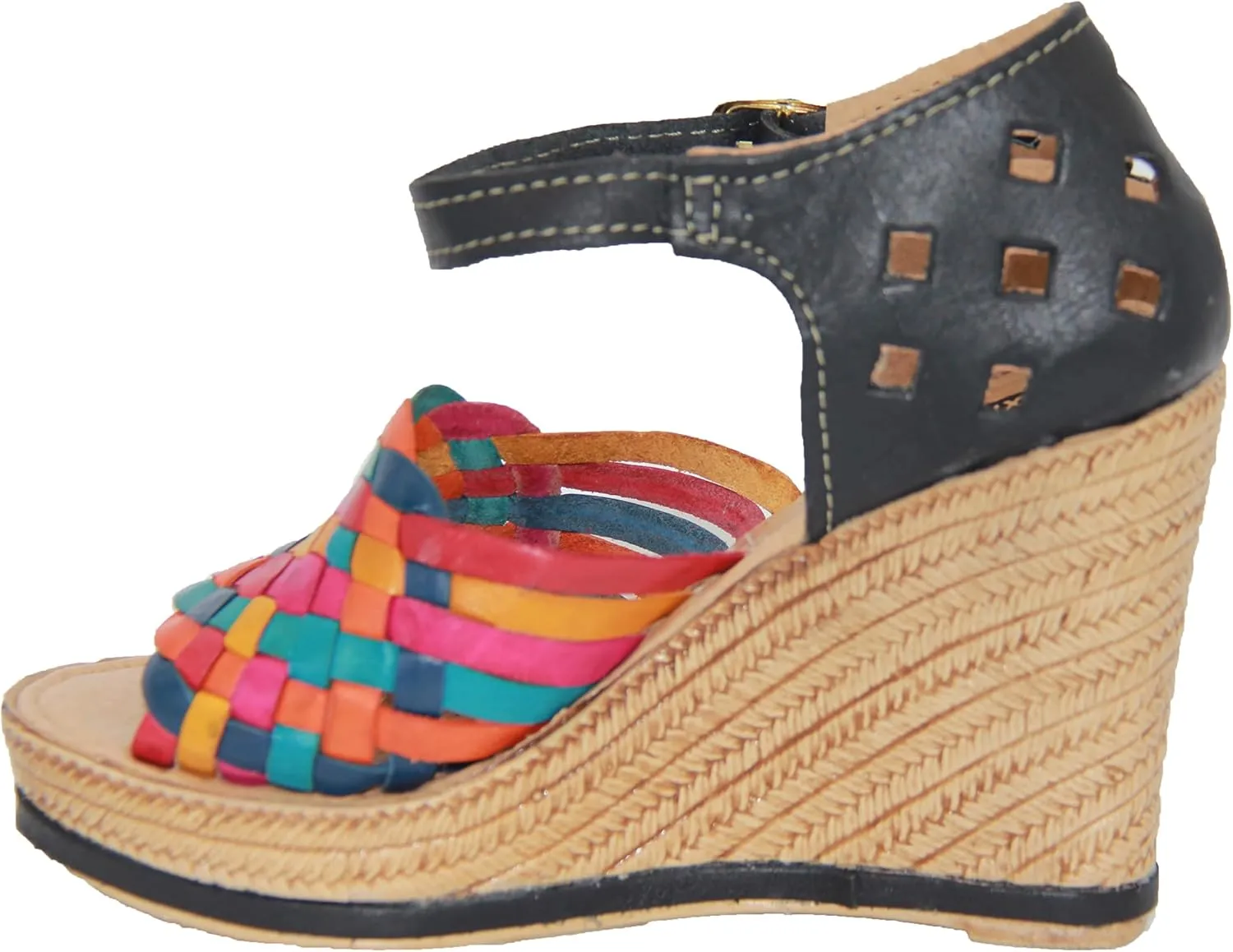 Western Shops Womens Leather Mexican Huarache Sandal, Womens Huarache Leather Wedge Sandal