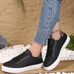 with Closure Women's Diverse collection Sneakers Premium customer care Quilted Lace-Up Orthopedic