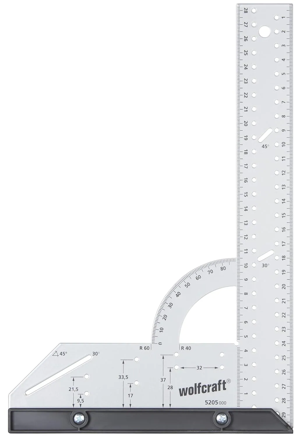 wolfcraft Universal Angle & Try Square I 5205000 I for Measuring, Marking, Drawing and Guided Cutting