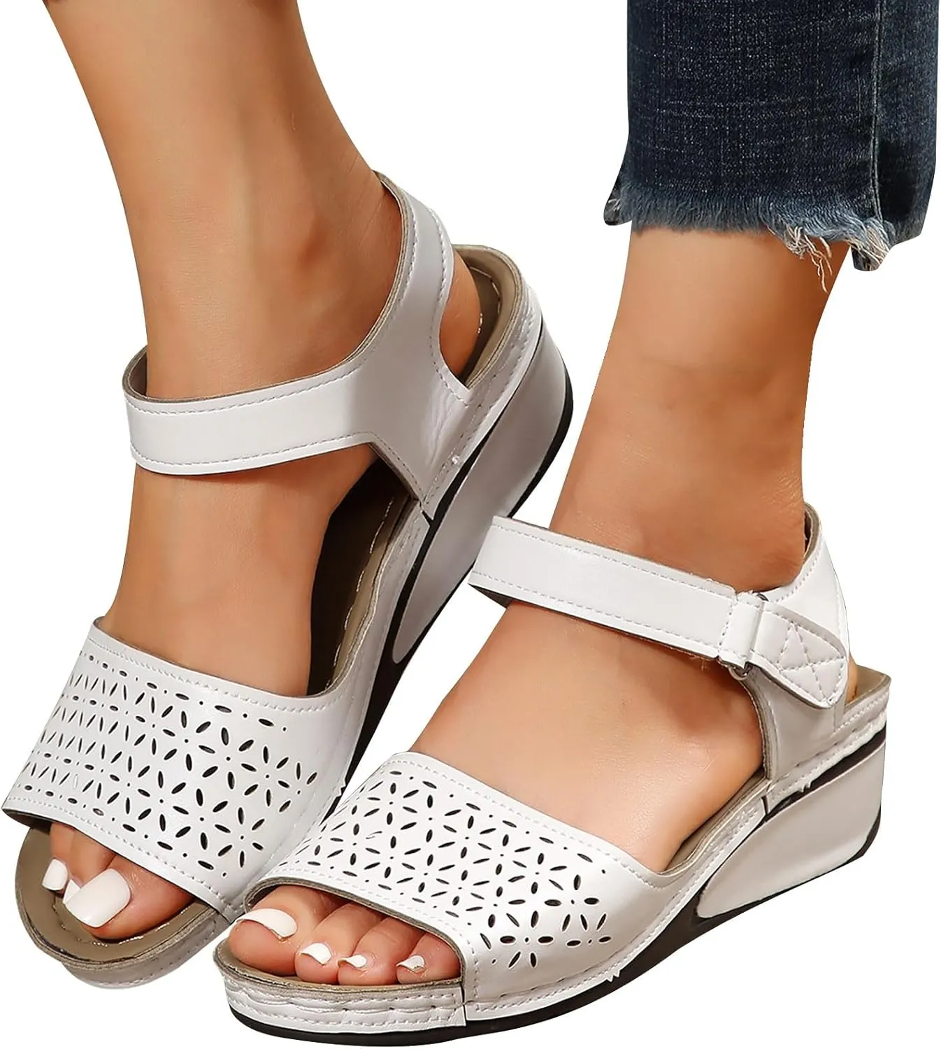 Women Flat Sandals Flatform 2024 Fashion Ankle Buckle Criss Cross Band Straps Sandals Shoes