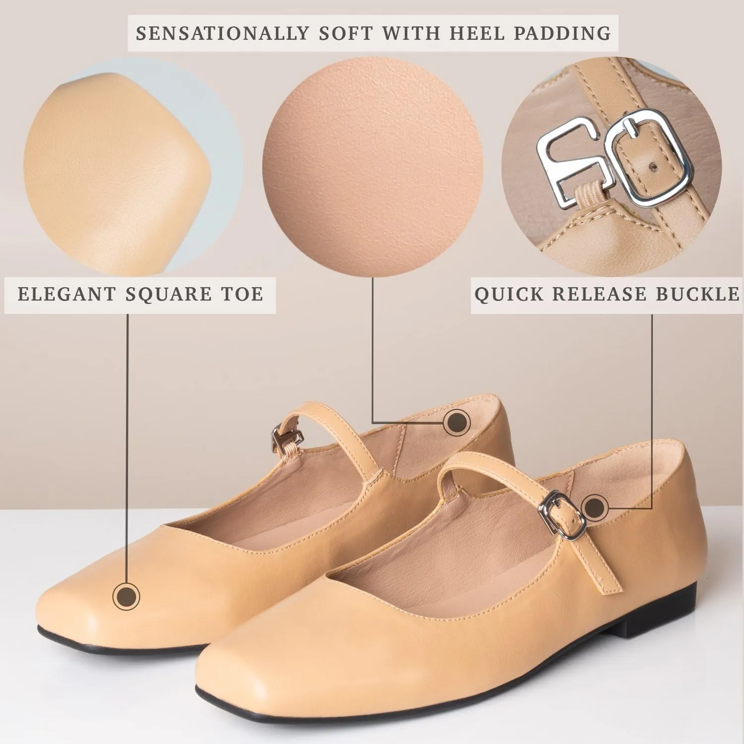 Women Mary Jane Shoes,Slip On Ankle Strap Dress Flat Shoes
