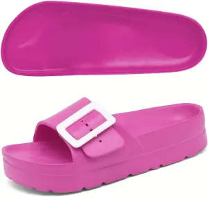 Women Platform Sandals with Arch Support, Adjustable Double Buckle Slide for Woman, Summer Vacation Sandal for Beach,Garden,Pool,Easy Street, Sandalias de Plataforma Para Mujer