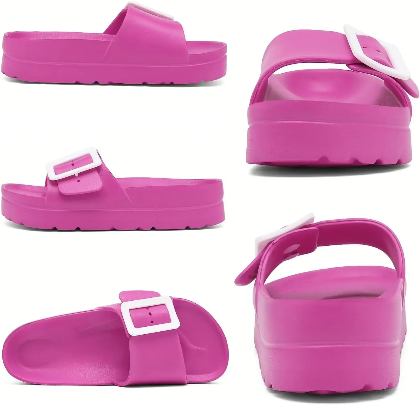 Women Platform Sandals with Arch Support, Adjustable Double Buckle Slide for Woman, Summer Vacation Sandal for Beach,Garden,Pool,Easy Street, Sandalias de Plataforma Para Mujer