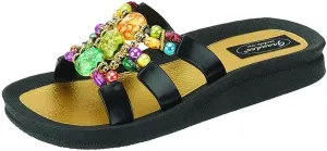 Women's 25551E Mystical Slide Beaded Waterproof Molded Sole Summer Sandals, Black, 11