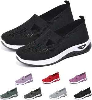 Women's Comfortable Breathable Knitted Sneakers, Orthopedic Shoes with Arch Support Light Slip on Flat Casual Shoes