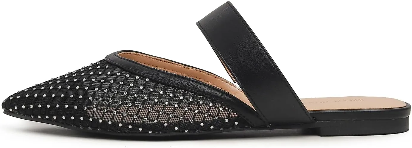 Women's Fashion Mesh Mules Slip On Backless Slide Flats