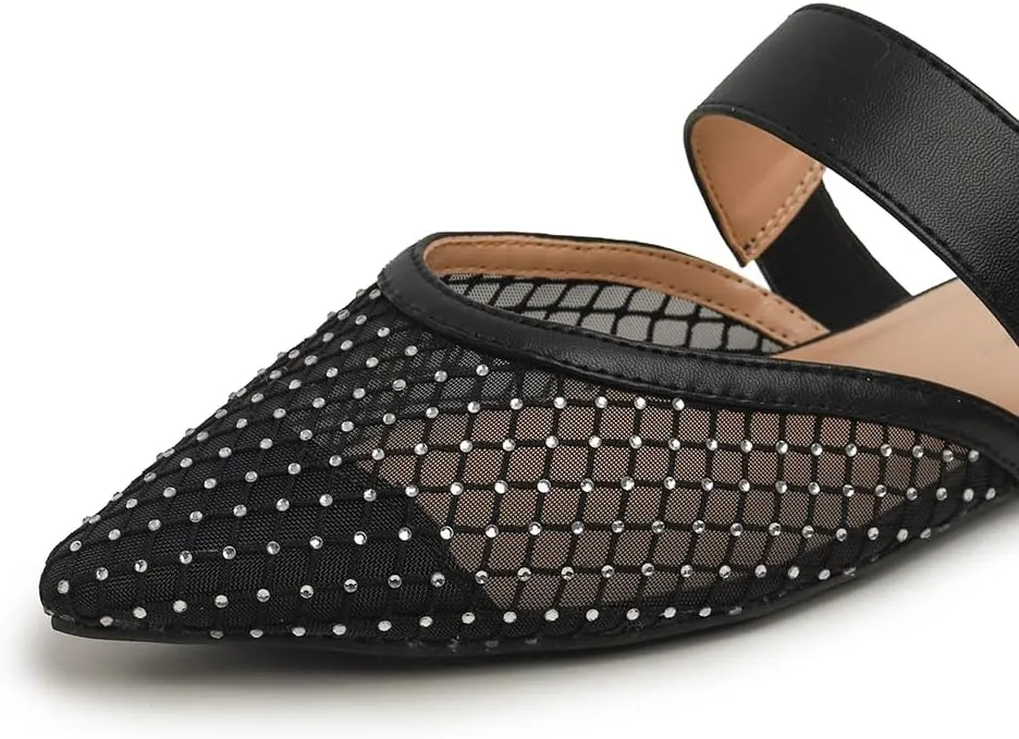 Women's Fashion Mesh Mules Slip On Backless Slide Flats