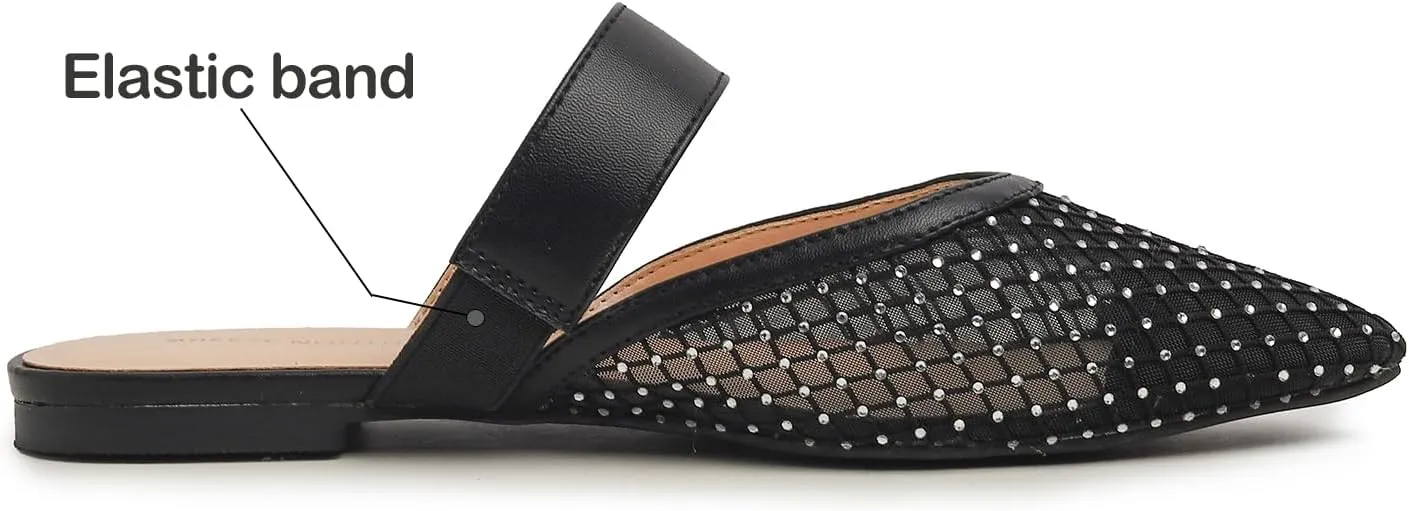 Women's Fashion Mesh Mules Slip On Backless Slide Flats