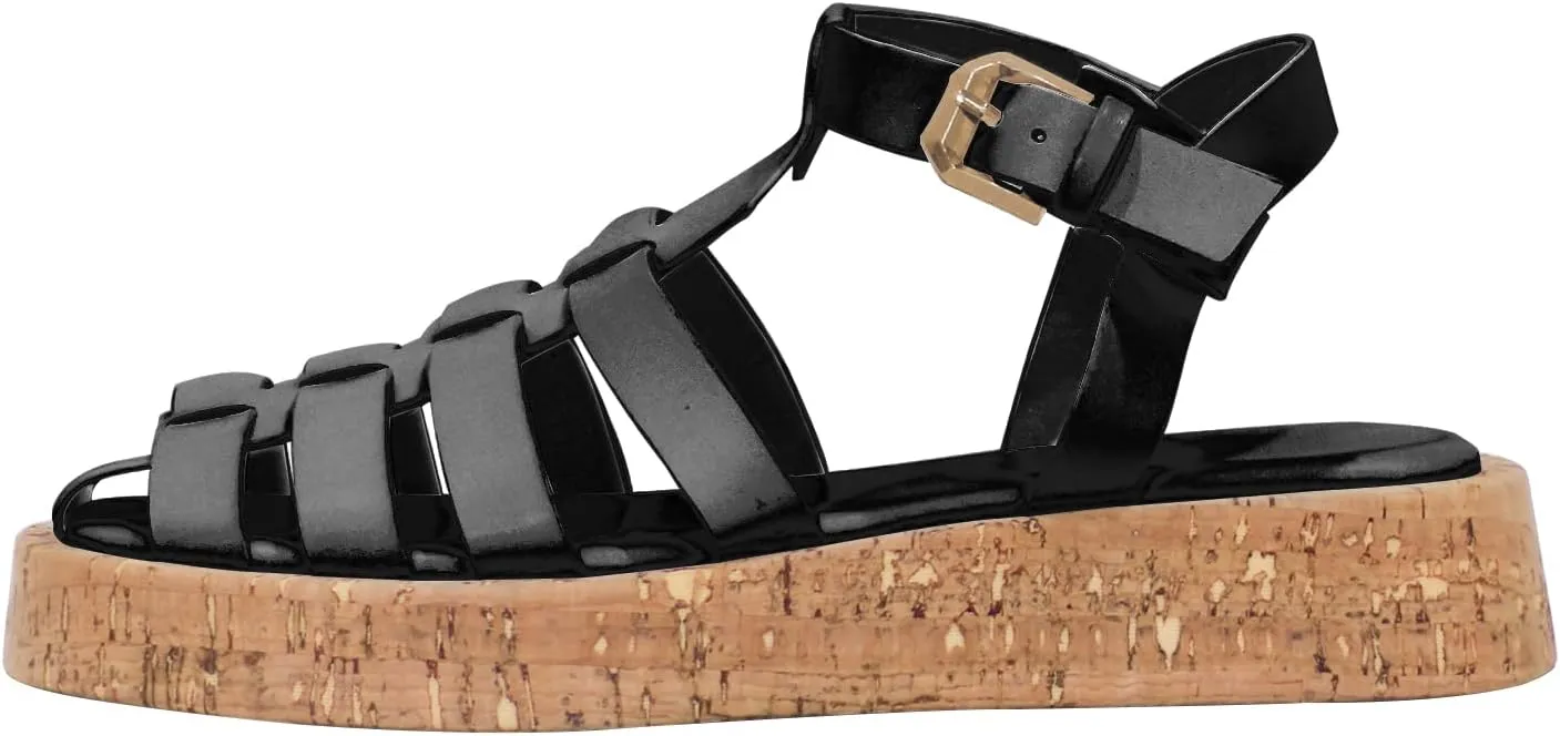 Women's Gladiator Flatform Pumps T-Strap Ankle Strappy Slingback Party Dressy Summer Roman Flat Sandals