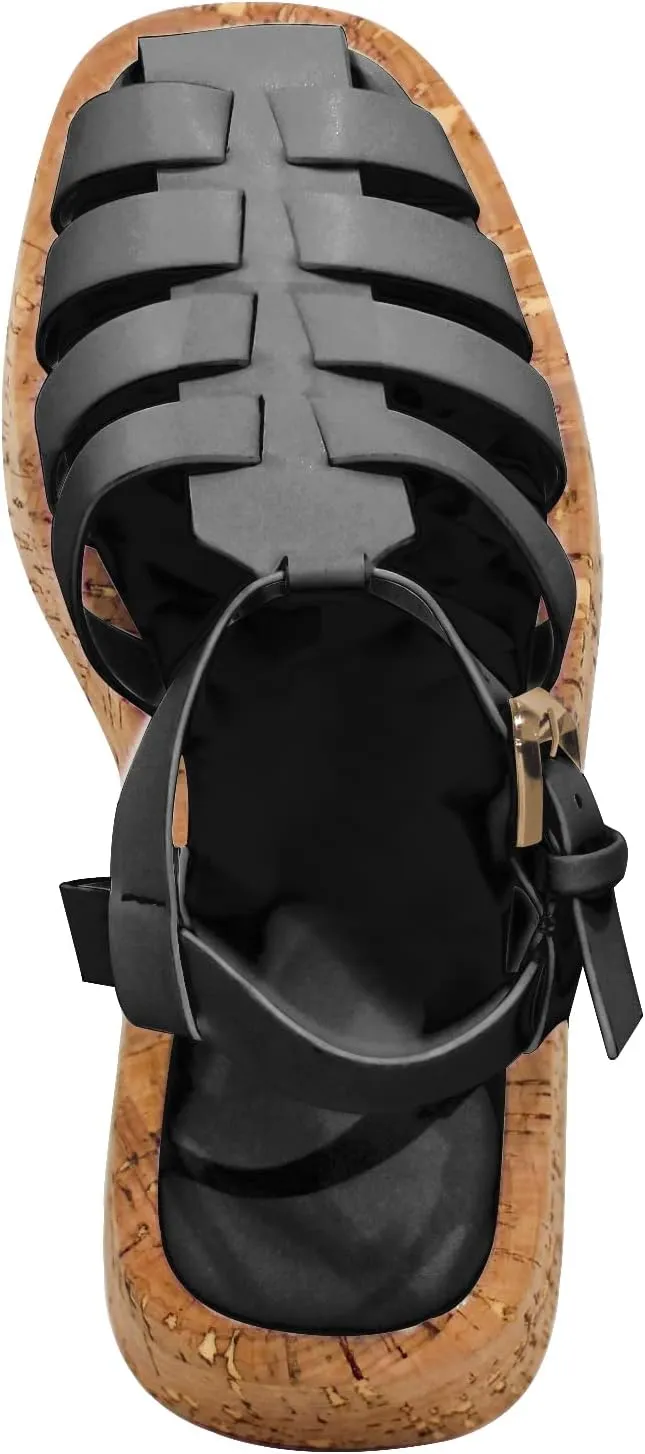 Women's Gladiator Flatform Pumps T-Strap Ankle Strappy Slingback Party Dressy Summer Roman Flat Sandals