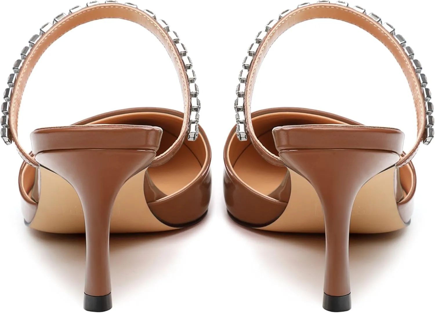 Womens Heeled Sandals Rhinestones Strap Pointed Toe Stiletto High Heels Fashion Dress Mules Shoes For Women 2.5 Inch