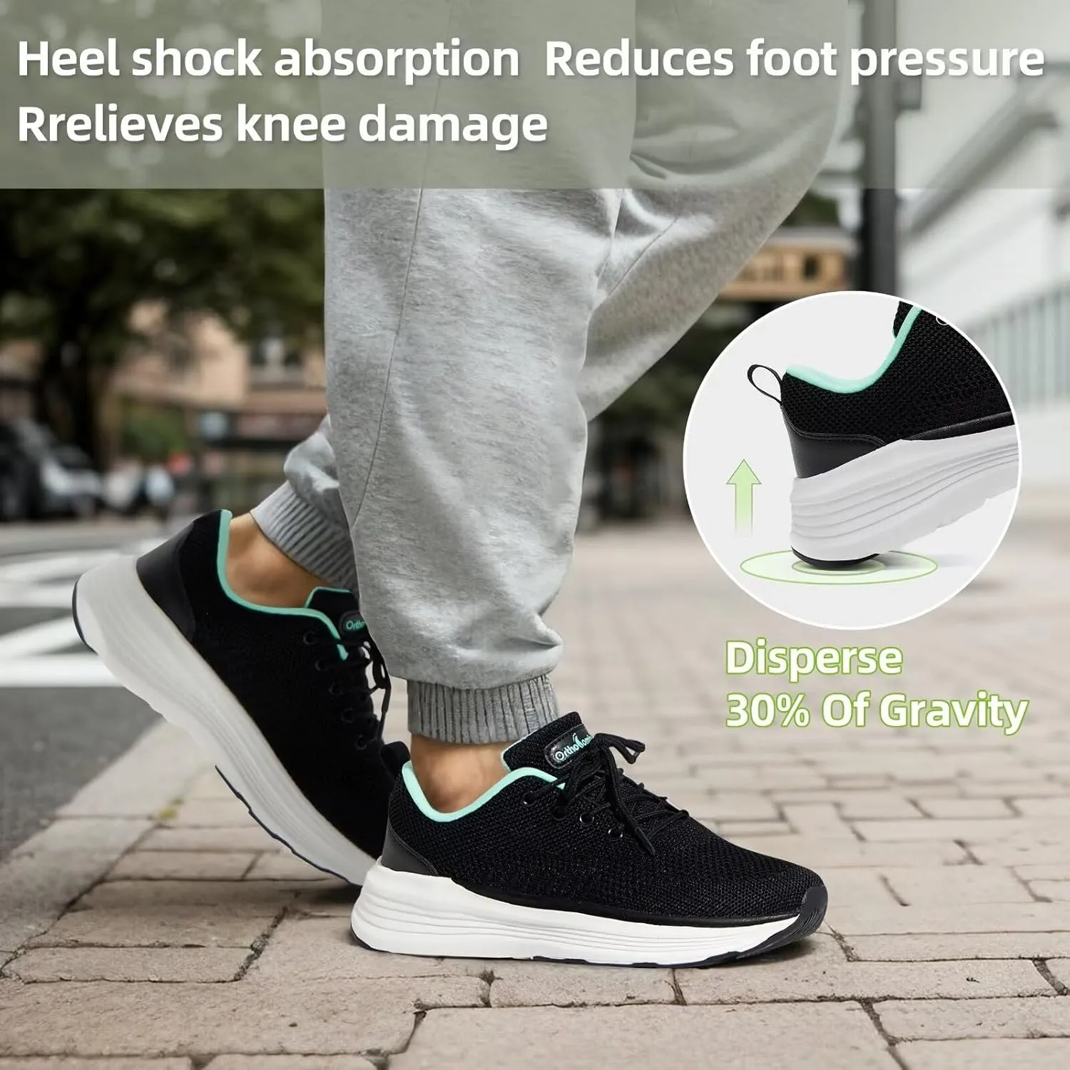Women's Orthopedic Fashion Sneakers with Arch Support: Comfortable Cushion Flat Feet Shoes for Plantar Fasciitis, Orthotic Supportive Casual Thick Sole Sneakers for Ankle and Foot Pain Relief