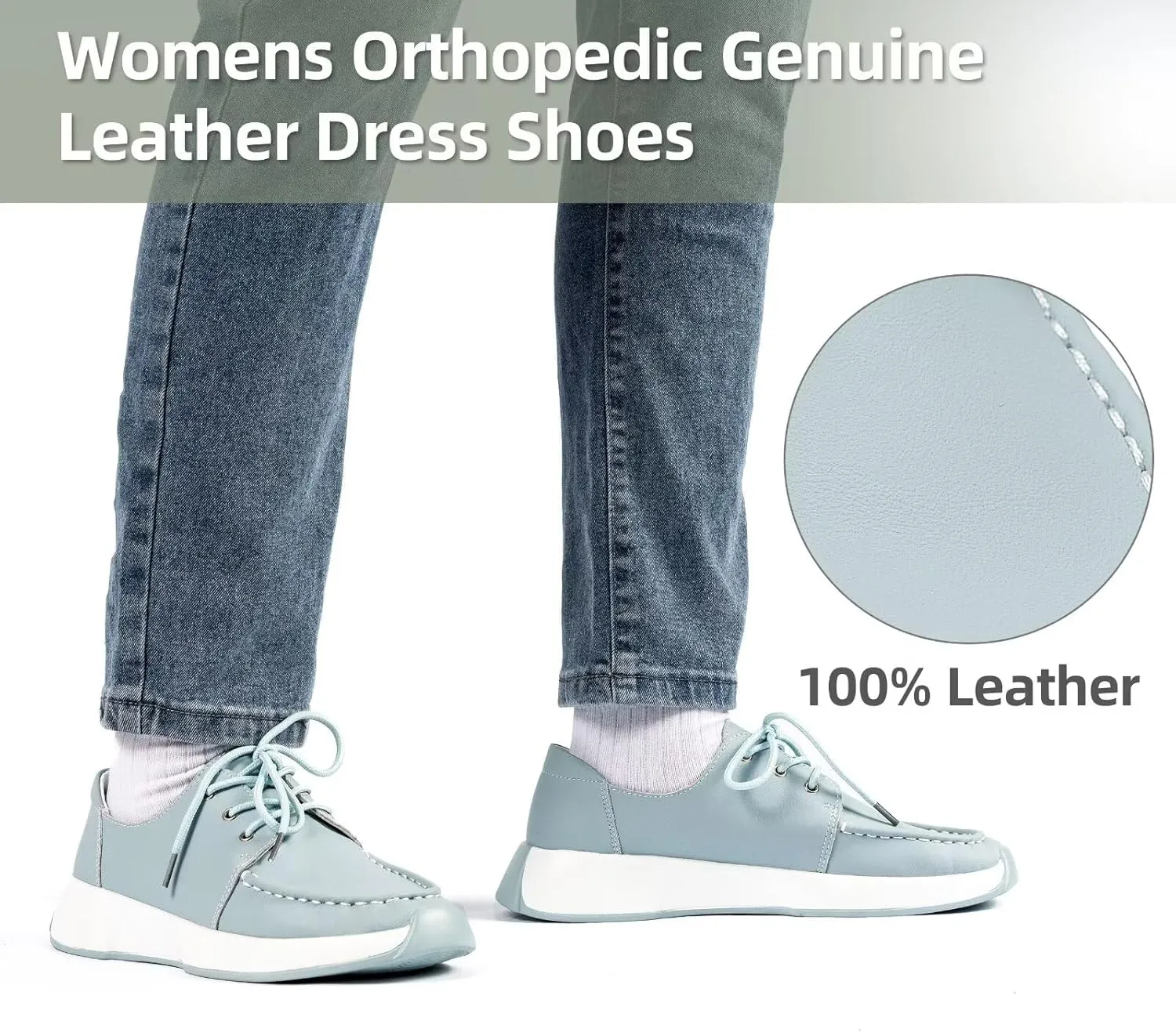 Women's Orthopedic Leather Dress Walking Shoes: Casual Sneakers with Arch Support for Plantar Fasciitis, Comfortable Supportive Shoes with Orthotic Insoles for Foot and Heel Pain