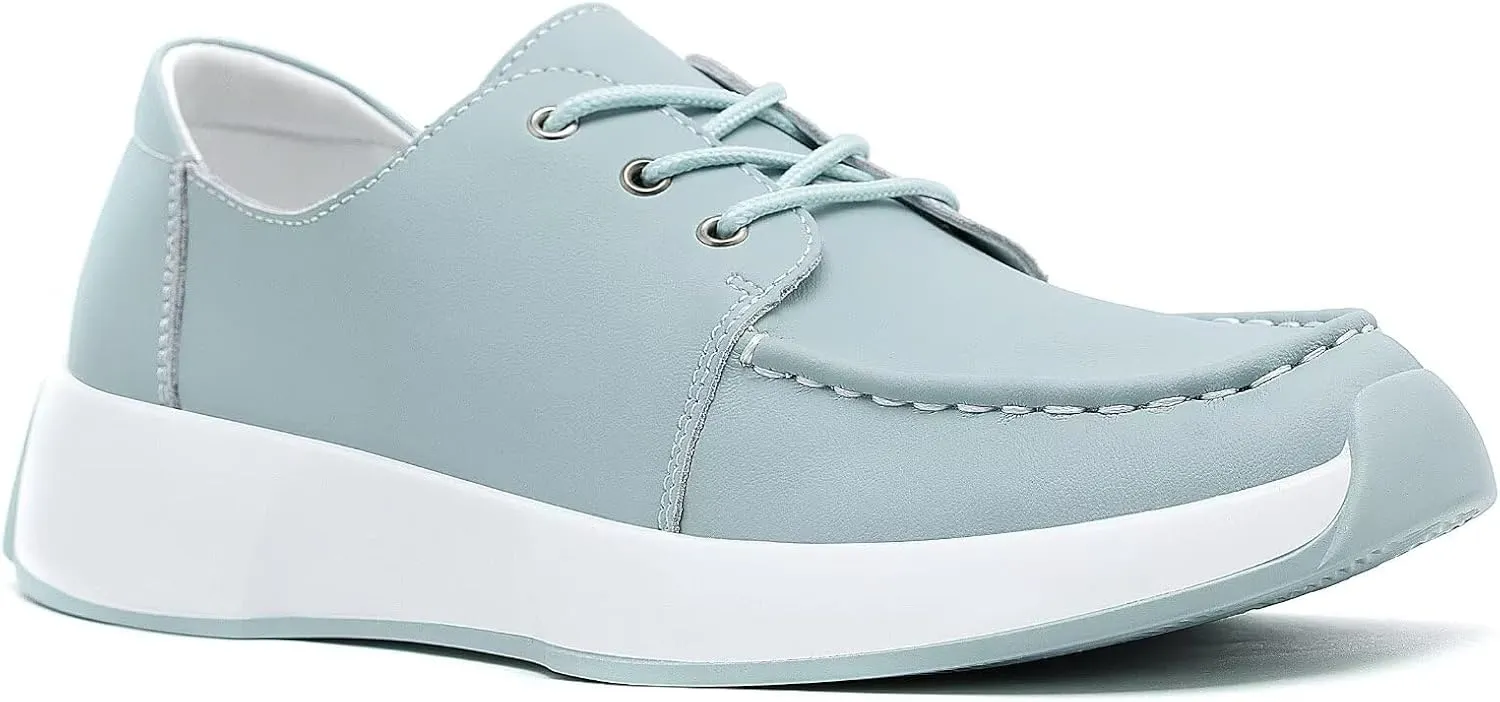 Women's Orthopedic Leather Dress Walking Shoes: Casual Sneakers with Arch Support for Plantar Fasciitis, Comfortable Supportive Shoes with Orthotic Insoles for Foot and Heel Pain
