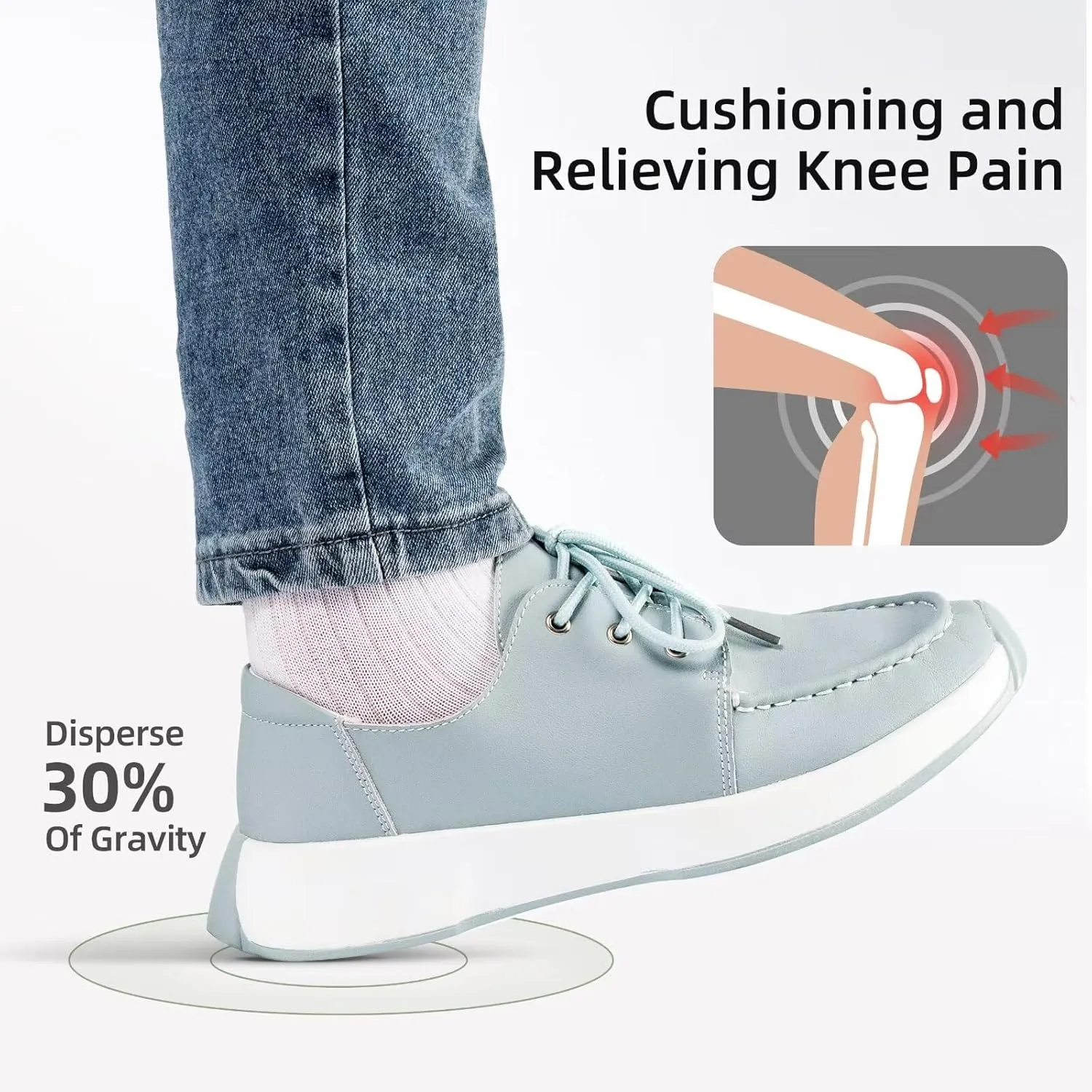 Women's Orthopedic Leather Dress Walking Shoes: Casual Sneakers with Arch Support for Plantar Fasciitis, Comfortable Supportive Shoes with Orthotic Insoles for Foot and Heel Pain