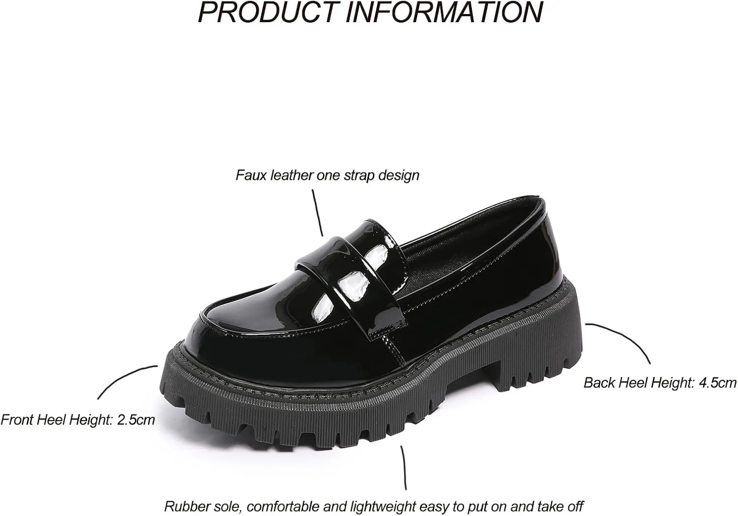 Women's Patent Leather Thick Sole Loafers - Stirrup Casual Business Shoes,Fashionable and Comfortable Flat Shoes for Formal Occasions