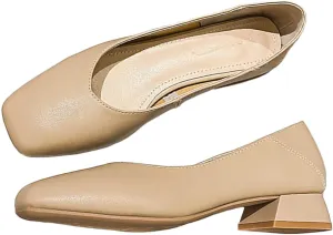 Women's Pumps Shoes Platform Low Heels Square Toe Chunky Heels Leather Solid Granny Walk Shoes Mid Heel Closed Toe Block Heels Soft-Soled Slip Ons Loafer Anti-slip Dress Shoes Casual Office Party