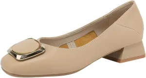 Women's Pumps Shoes Platform Low Heels Square Toe Chunky Heels Leather Solid Granny Walk Shoes Mid Heel Closed Toe Block Heels Soft-Soled Slip Ons Loafer Anti-slip Dress Shoes Casual Office Party