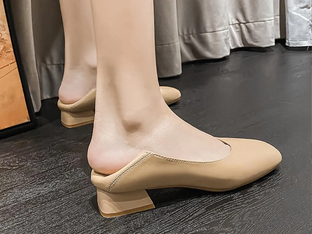 Women's Pumps Shoes Platform Low Heels Square Toe Chunky Heels Leather Solid Granny Walk Shoes Mid Heel Closed Toe Block Heels Soft-Soled Slip Ons Loafer Anti-slip Dress Shoes Casual Office Party
