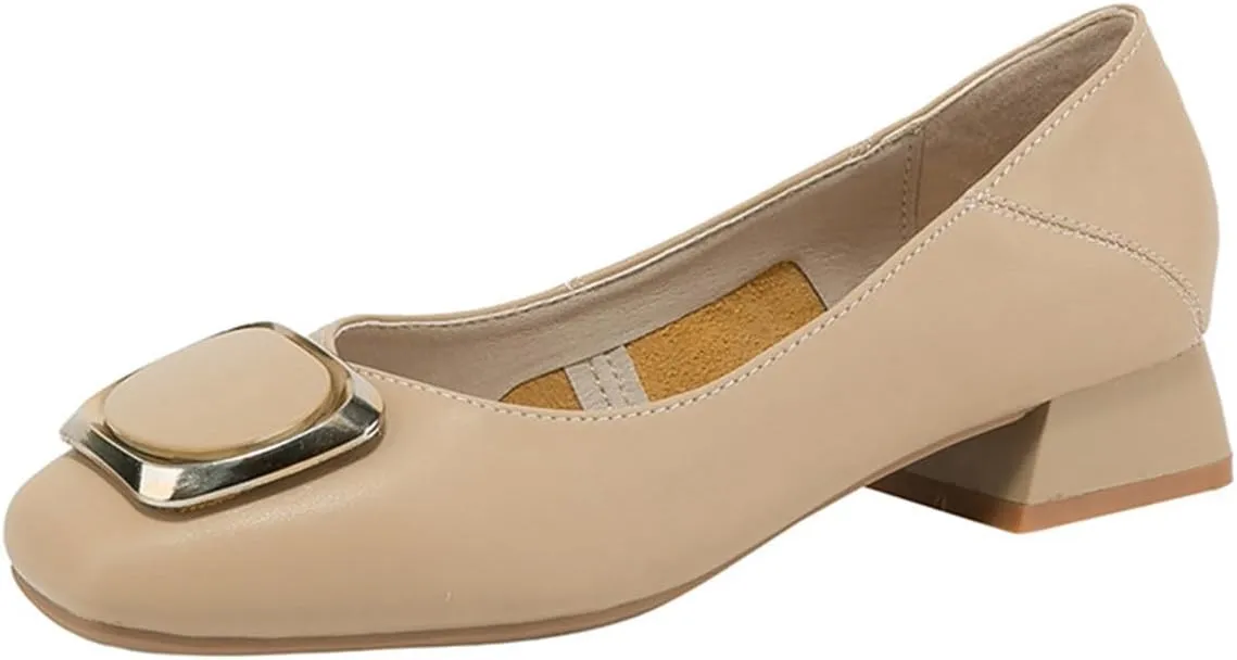 Women's Pumps Shoes Platform Low Heels Square Toe Chunky Heels Leather Solid Granny Walk Shoes Mid Heel Closed Toe Block Heels Soft-Soled Slip Ons Loafer Anti-slip Dress Shoes Casual Office Party