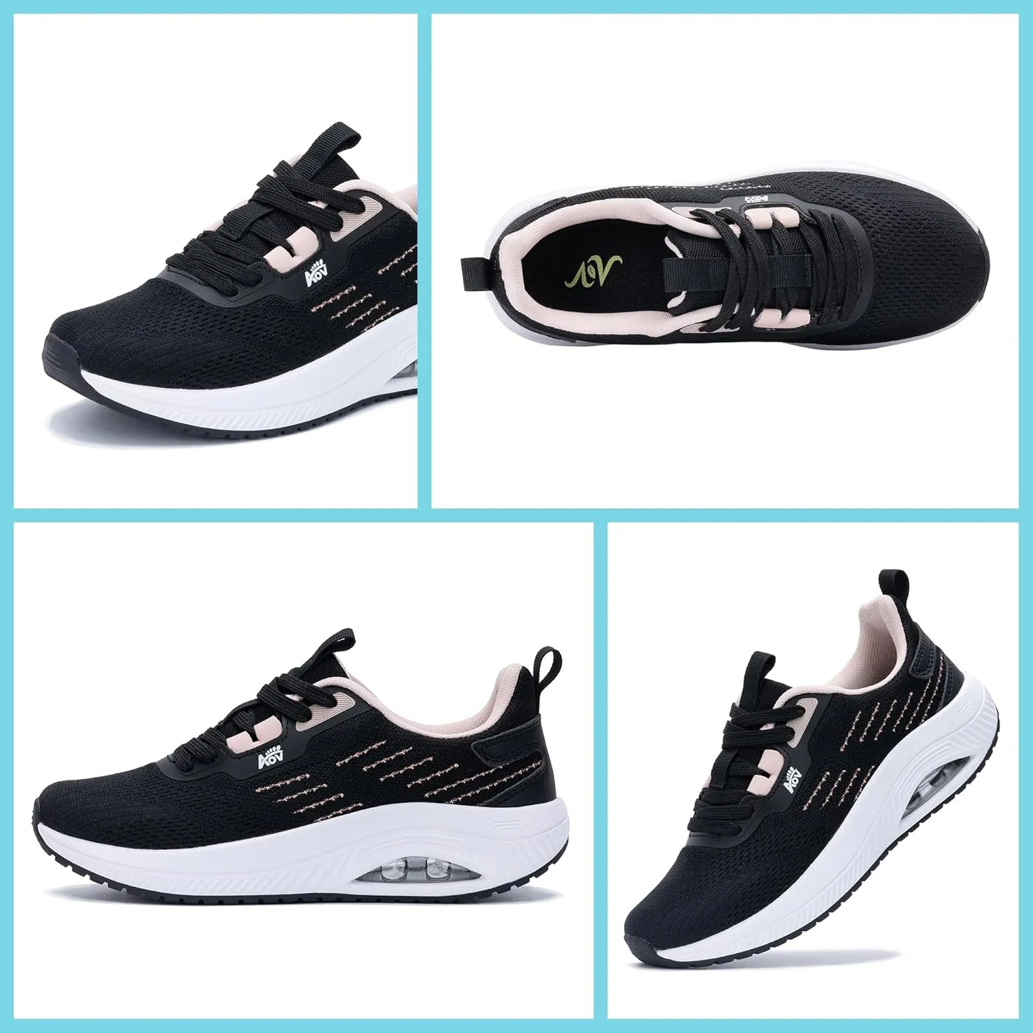 Women's Walking Shoes with Arch Support Orthotic Sneakers for Plantar Fasciitis Heel and Foot Pain Relief Tennis BlackPeach Size 9.5
