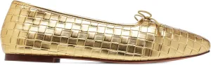 Woven Ballet Flats for Women Bow Square Toe Ballerina Shoes