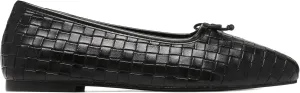 Woven Ballet Flats for Women Bow Square Toe Ballerina Shoes