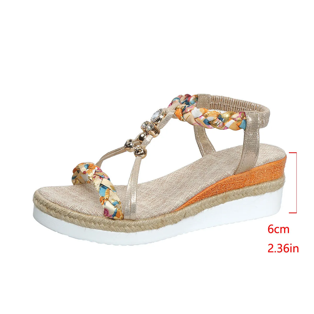 Woven Bead Flat Wedge Sandals