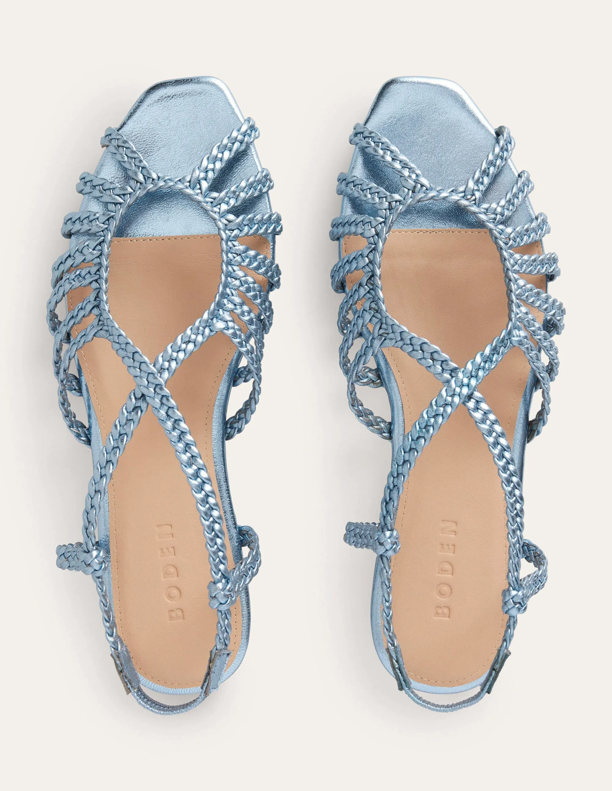 Woven Multistrap Flat Sandals-Metallic Blue