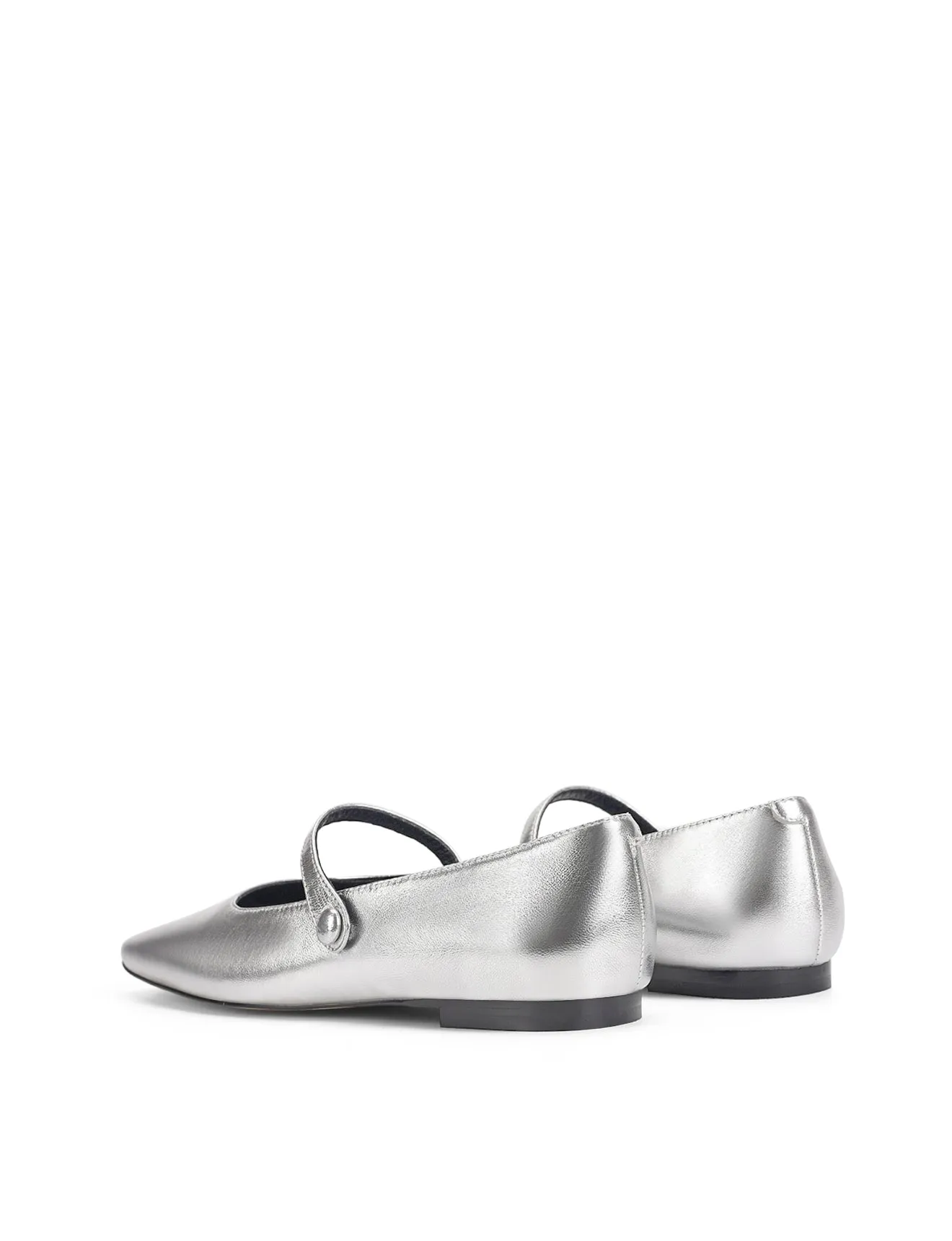Xandria Square Toe Ballets - Silver Metallic Leather
