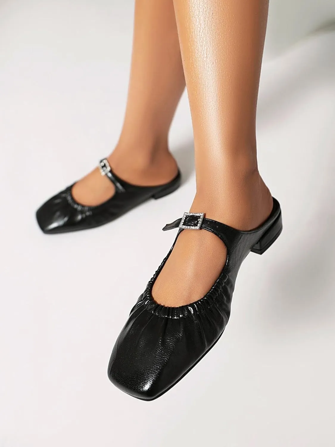XIEDA Mules for Women Comfortable Flats Slip on Low Heel Backless Loafer Shoes