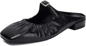 XIEDA Mules for Women Comfortable Flats Slip on Low Heel Backless Loafer Shoes