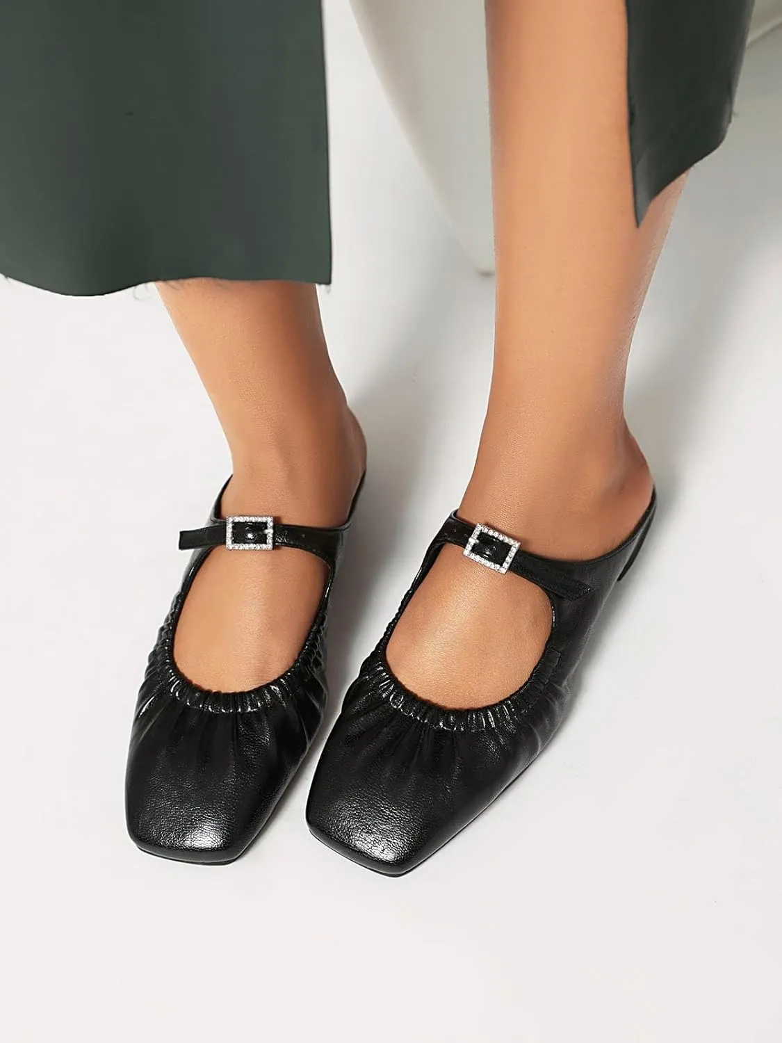 XIEDA Mules for Women Comfortable Flats Slip on Low Heel Backless Loafer Shoes